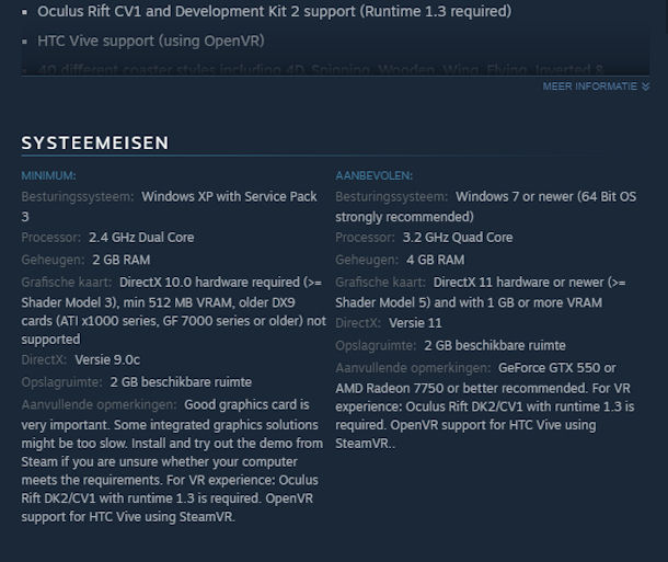 systeemeisen/system requirements
